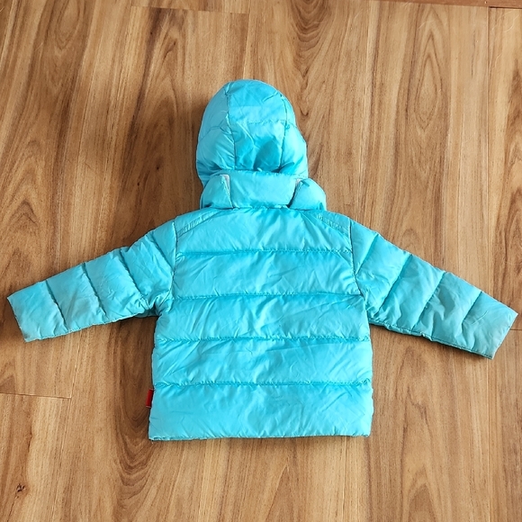 OneKid Car Seat Coat, Size 2, Teal, Winter Down Puffer Jacket - Picture 3 of 5